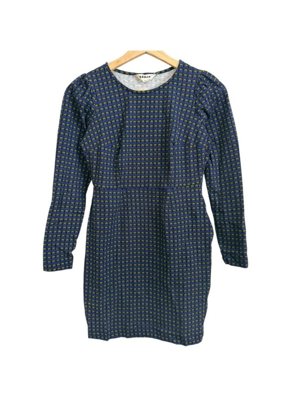 Boden Penelope Twee Geometric‎ Jersey Long Sleeve Dress Navy 0 Petite Preppy